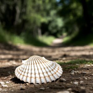 Jakobsmuschel Wegweiser am Camino de Santiago